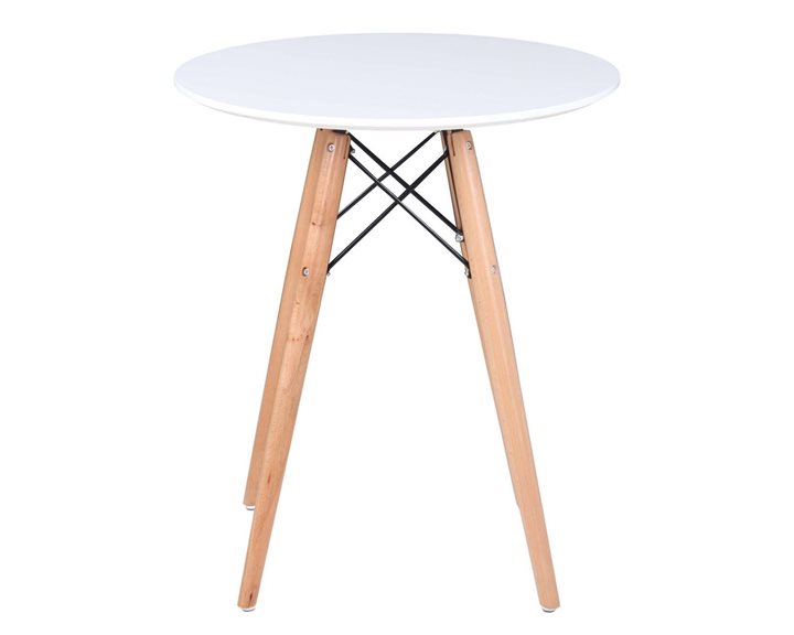 ART Wood Τραπέζι, Πόδια Οξιά Φυσικό, Επιφάνεια MDF Άσπρο Ε7082,1