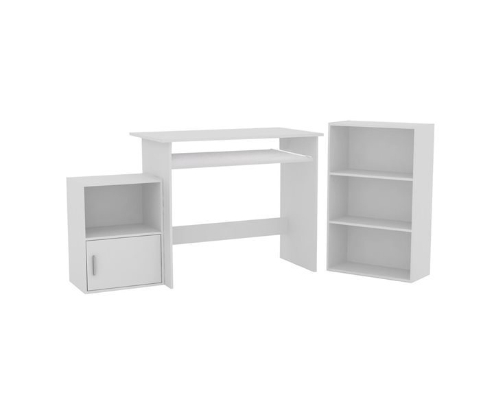 DECON Set Γραφείο Άσπρο: Γραφείο 90x50x75cm Βιβλιοθήκη 50x23x80cm Ντουλάπι 41x29x54cm ΕΟ3035