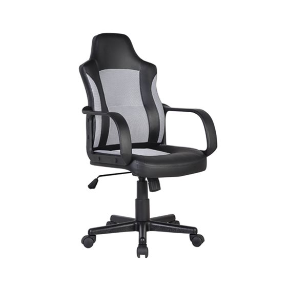 BF2850 Πολυθρόνα Γραφείου Διευθυντή, Mesh Γκρι, PU Μαύρο ΕΟ298,2