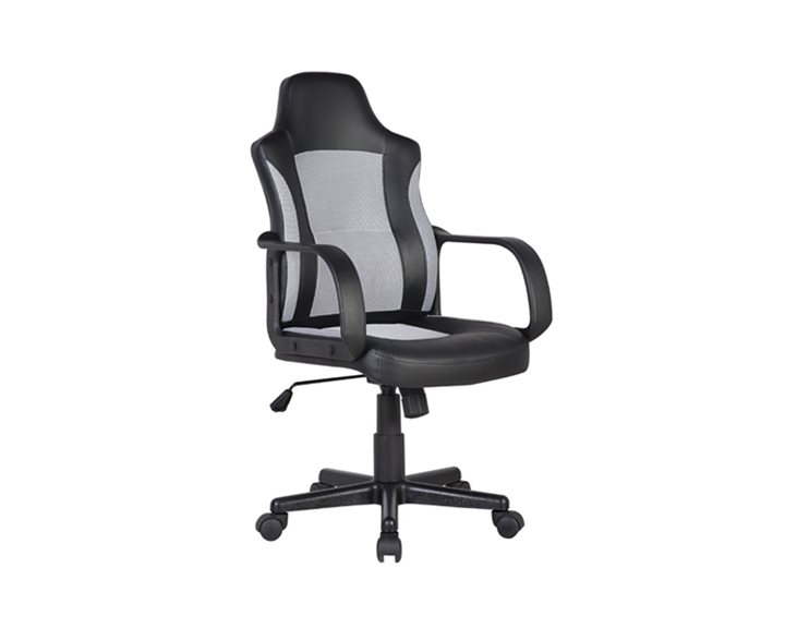 BF2850 Πολυθρόνα Γραφείου Διευθυντή, Mesh Γκρι, PU Μαύρο ΕΟ298,2