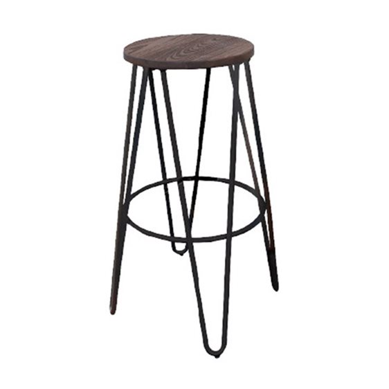Arco Wood Σκαμπό Bar, Μέταλλο Βαφή Antique Black, Ξύλο Απόχρωση Dark Oak Ε5207,10