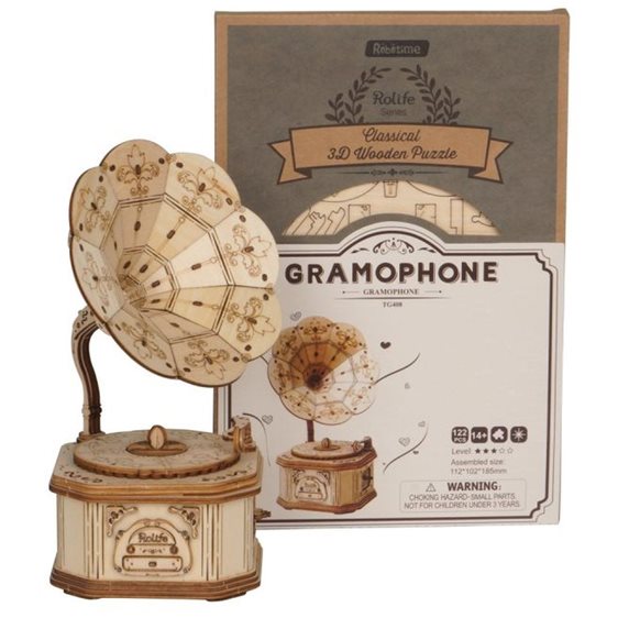 Robotime DIY Puzzle Gramophone 3D Wooden Puzzle 122pcs