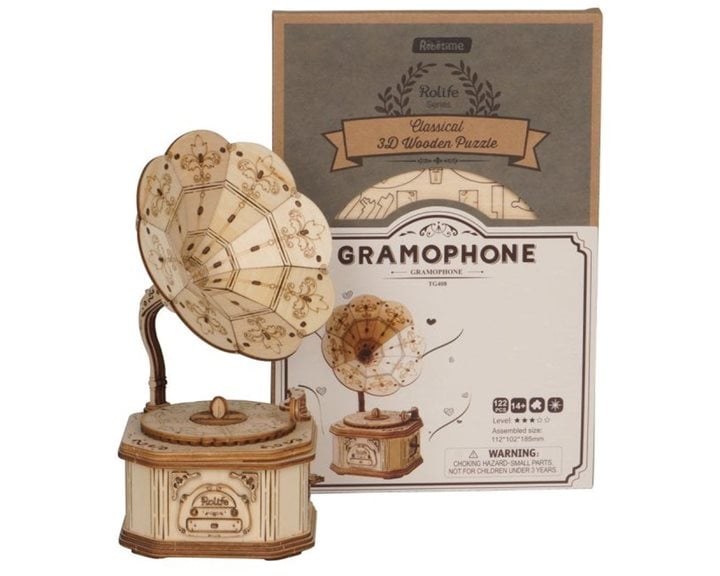 Robotime DIY Puzzle Gramophone 3D Wooden Puzzle 122pcs