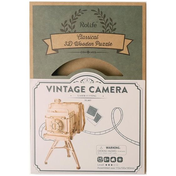 Robotime DIY Puzzle Vintage Camera 3D Wooden Puzzle 142pcs