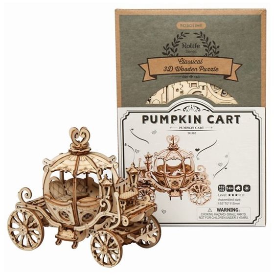 Robotime DIY Puzzle Pumpkin Cart 3D Wooden Puzzle 182pcs