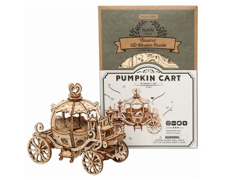 Robotime DIY Puzzle Pumpkin Cart 3D Wooden Puzzle 182pcs