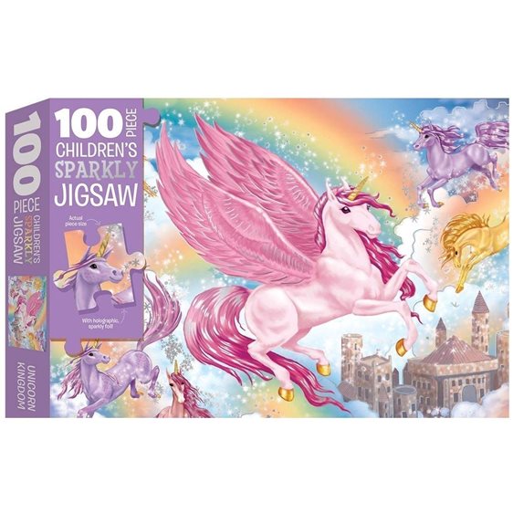 Hinkler Children’s Sparkly Jigsaw: Unicorn Kingdom 100pcs