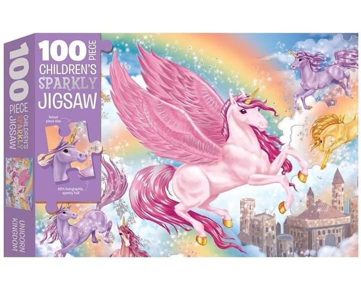Hinkler Children’s Sparkly Jigsaw: Unicorn Kingdom 100pcs
