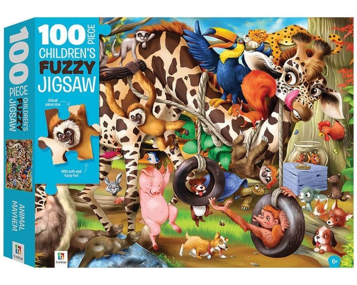 Hinkler Children’s Fuzzy Jigsaw: Animal Mayhem 100pcs