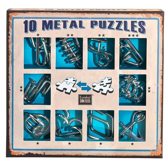 Eureka Puzzles 10 Metal Puzzles - Μπλε Σετ