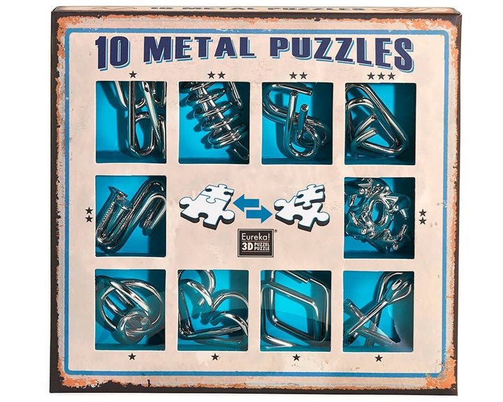 Eureka Puzzles 10 Metal Puzzles - Μπλε Σετ