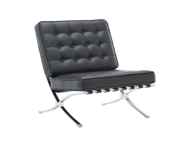 BARCELONA τ. Καρέκλα Σαλονιού Καθιστικού Inox - Pu Μαύρο Ε968,12