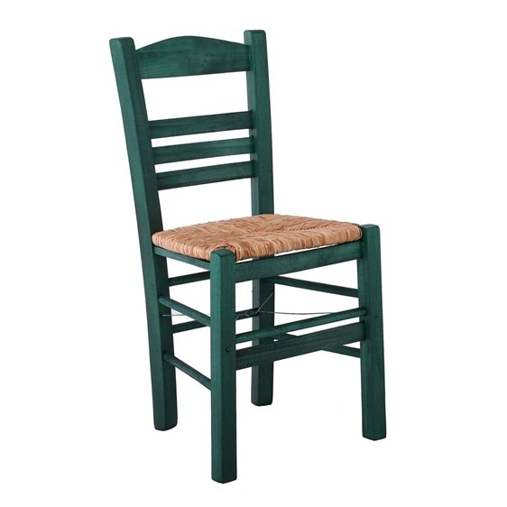 ΣΙΦΝΟΣ Καρέκλα Οξιά Βαφή Εμποτισμού Ανιλίνη Πράσινο, Κάθισμα Ψάθα Ρ969,Ε6