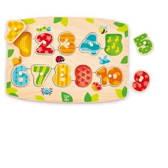 Hape Happy Puzzles Ξύλινο Παζλ Peg Νούμερα (E1404A)