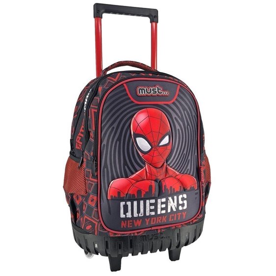 Τσάντα Τρόλλευ Δημοτικού Must 34x20x45 εκ. με 3 θήκες Spiderman