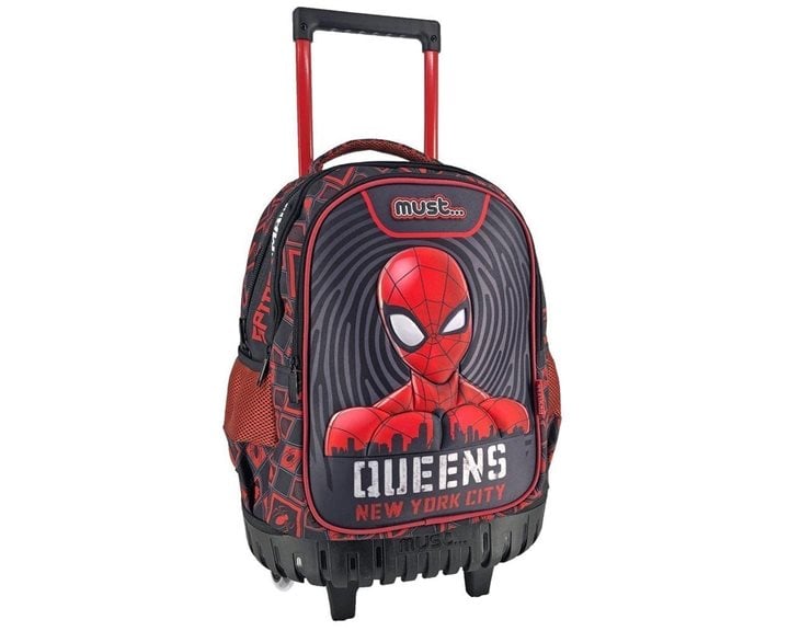 Τσάντα Τρόλλευ Δημοτικού Must 34x20x45 εκ. με 3 θήκες Spiderman