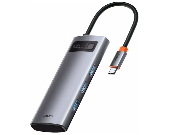 Baseus Metal Gleam USB-C Docking Station με HDMI 4K PD Ασημί (CAHUB-CX0G) (BASCAHUBCX0G)