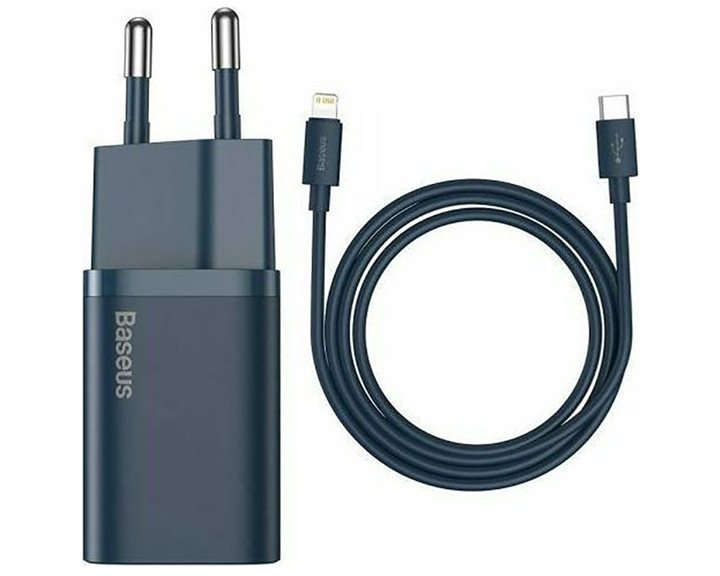 Baseus Φορτιστής με Θύρα USB-C και Καλώδιο Lightning 20W Power Delivery Μπλε (Super Si) (TZCCSUP-B03) (BASTZCCSUPB03)
