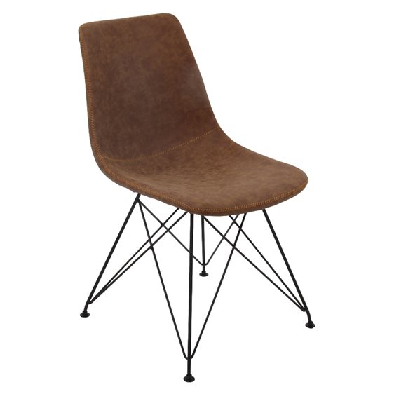 PANTON Καρέκλα Μέταλλο Βαφή Μαύρο, PU Vintage Brown ΕΜ777,2