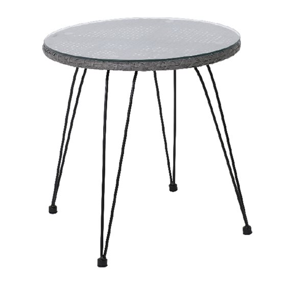 SALSA Τραπέζι Μέταλλο Βαφή Μαύρο, Wicker Γκρι Ε244,Τ1
