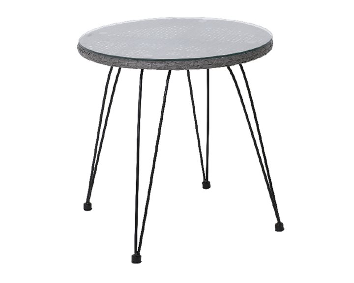SALSA Τραπέζι Μέταλλο Βαφή Μαύρο, Wicker Γκρι Ε244,Τ1