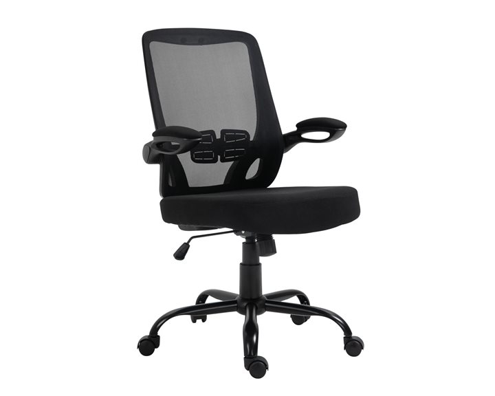 BF2930W Πολυθρόνα Γραφείου Ανακλινόμενα Μπράτσα, Μέταλλο Βάση, Mesh - Ύφασμα Μαύρο ΕΟ604,1W