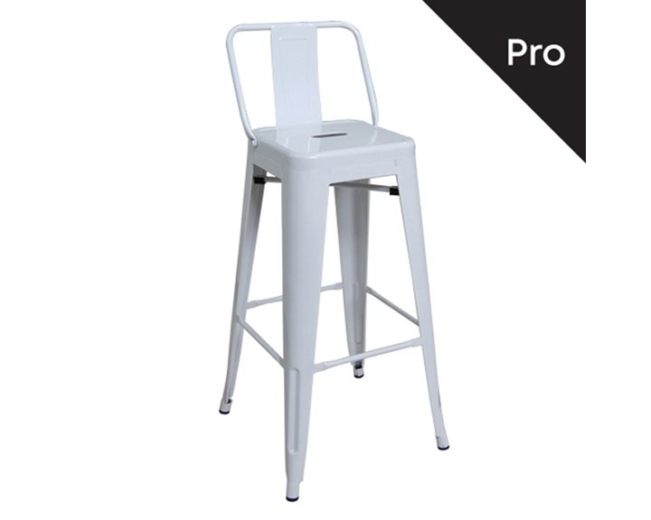 RELIX Σκαμπό Bar-Pro με Πλάτη, Μέταλλο Βαφή  Άσπρο Ε5199