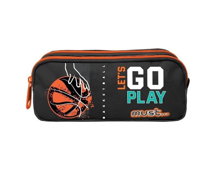 Κασετίνα Βαρελάκι Must 2 Φερμουάρ 21x6x9cm Basketball Let s Go Play