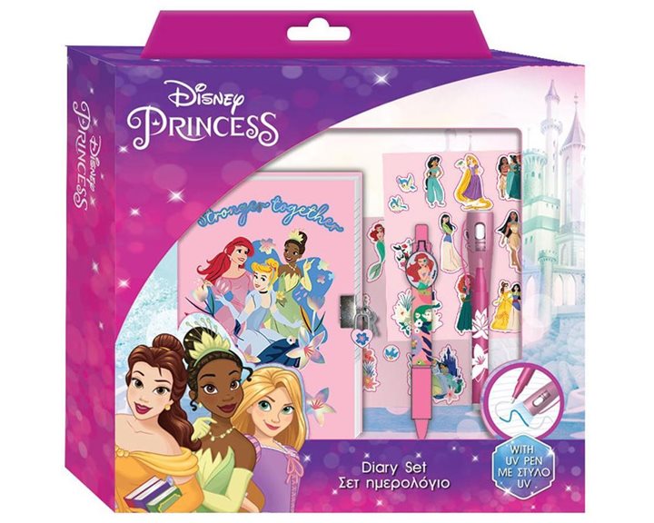 Ημερολόγιο Disney Princess με Κλειδαριά 12x18  Μαγικό Στυλό και Αυτοκόλλητα