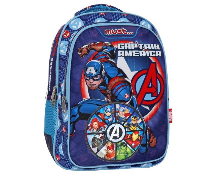 Τσάντα Πλάτης Must 32x18x43cm 3 Θήκες Avengers Captain America