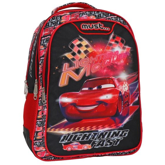 Τσάντα Πλάτης Must 32x18x43cm 3 Θήκες Disney Cars Lighting Fast