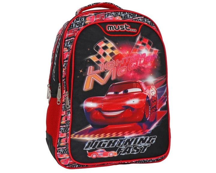 Τσάντα Πλάτης Must 32x18x43cm 3 Θήκες Disney Cars Lighting Fast