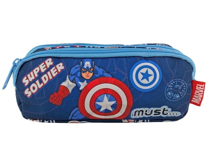 Κασετίνα Βαρελάκι Must 2 Φερμουάρ 21x6x9cm Avengers Captain America Super Soldier