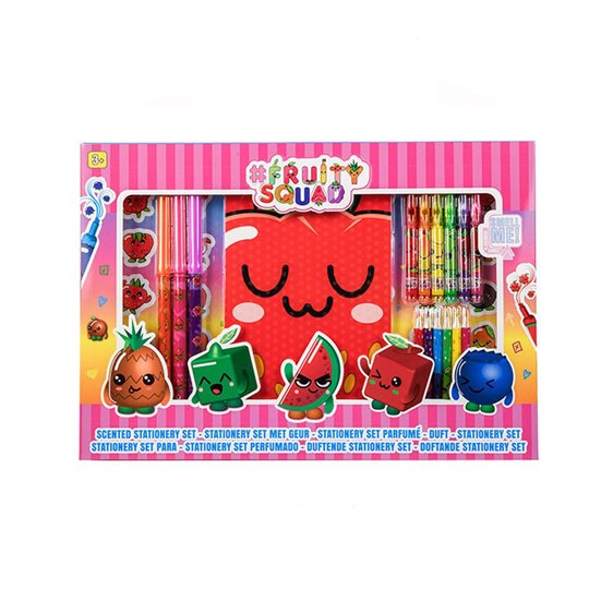 Fruity Squad Σετ Σημειωματάριο με Αρωματικά Στυλό Ξυλομπογιές Μαρκαδόρους