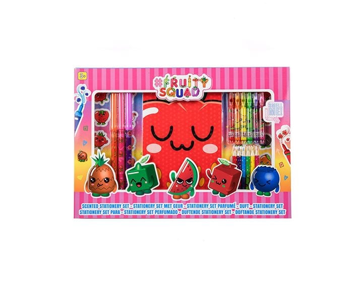 Fruity Squad Σετ Σημειωματάριο με Αρωματικά Στυλό Ξυλομπογιές Μαρκαδόρους