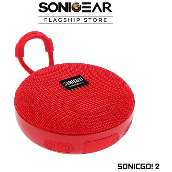 SONICGEAR SONICGO 2 BLUETOOTH 5.3 PORTABLE SPEAKER WITH MIC FM RADIO USB PLAYBACK RED