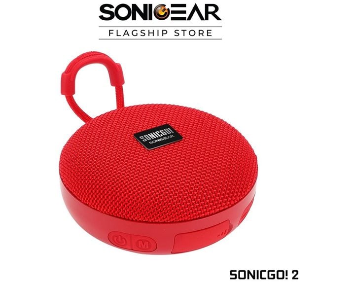 SONICGEAR SONICGO 2 BLUETOOTH 5.3 PORTABLE SPEAKER WITH MIC FM RADIO USB PLAYBACK RED