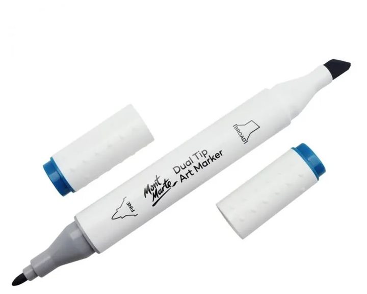 Μαρκαδόρος Διπλής Μύτης Mont Marte Art Marker B7 Aegean Blue (62 Marine Blue)  MGRD0033
