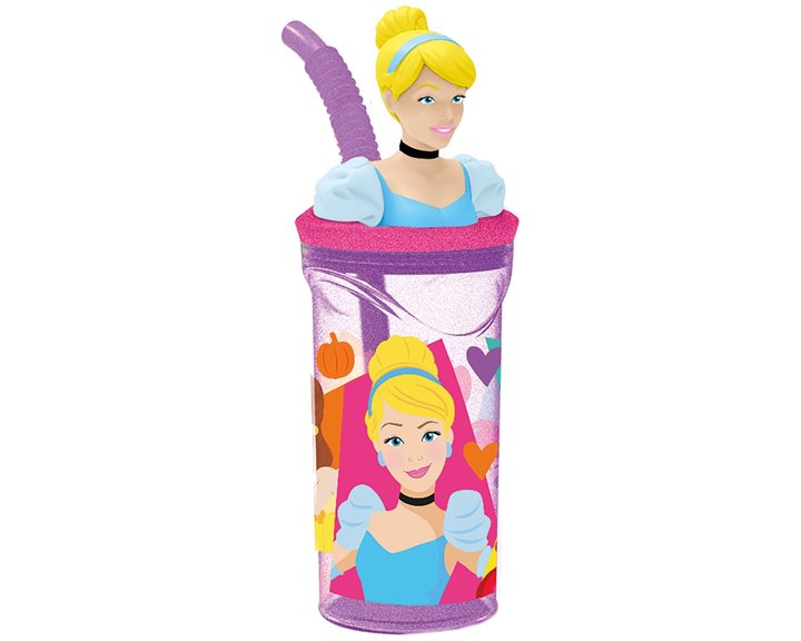 Ποτήρι Πλαστικό με Καλαμάκι 3D 360ml Disney Princess 530-51266