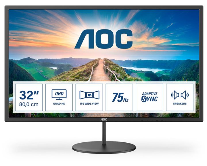 AOC V4 Q32V4 computer monitor 80 cm (31.5") 2560 x 1440 pixels 2K Ultra HD LED Black Q32V4