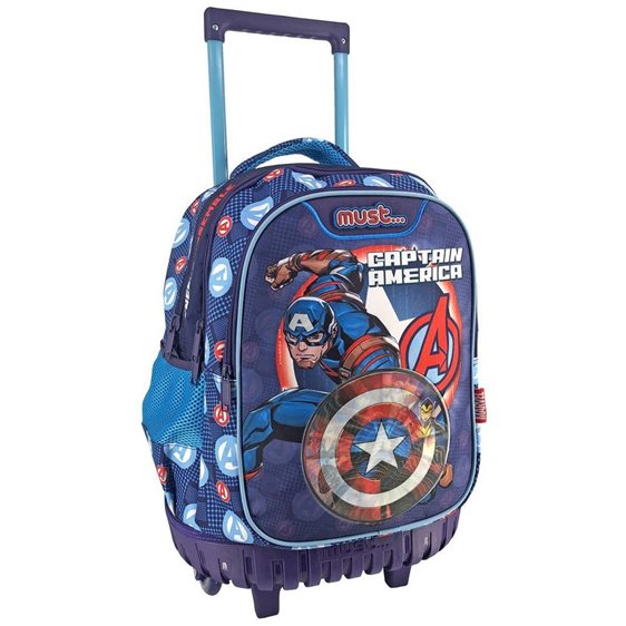 Τσάντα Τρόλλευ Must 34x20x44cm 3 Θήκες Avengers Captain America