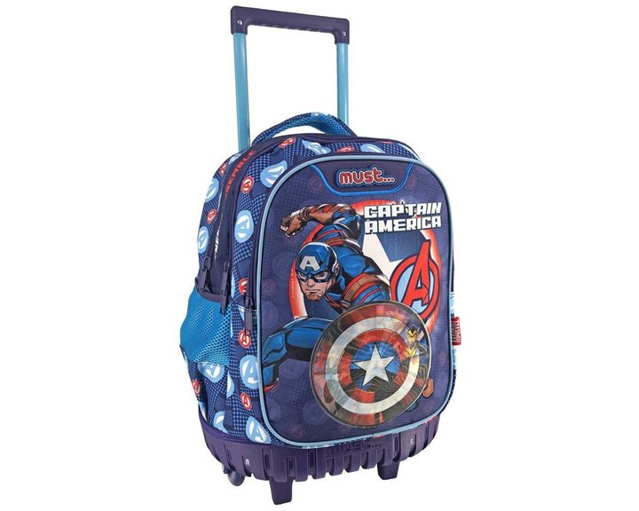 Τσάντα Τρόλλευ Must 34x20x44cm 3 Θήκες Avengers Captain America