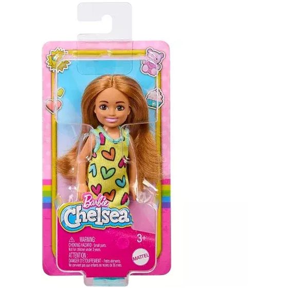 Mattel Κούκλα Barbie Chelsea, Που Φοράει Αφαιρούμενο Φόρεμα Με Στάμπα Καρδιάς Και Παπούτσια Ξανθιά Αλογοουρά Μπλε Μάτια