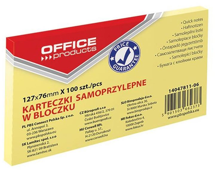 Αυτοκ.Σημειώσεις Office 76x127mm 100Φ Κίτρινο 14047811-06
