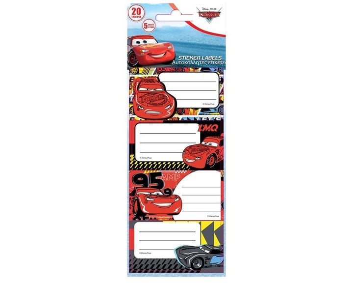 Αυτοκόλλητες ετικέτες Cars 20 τμχ 5φυλ