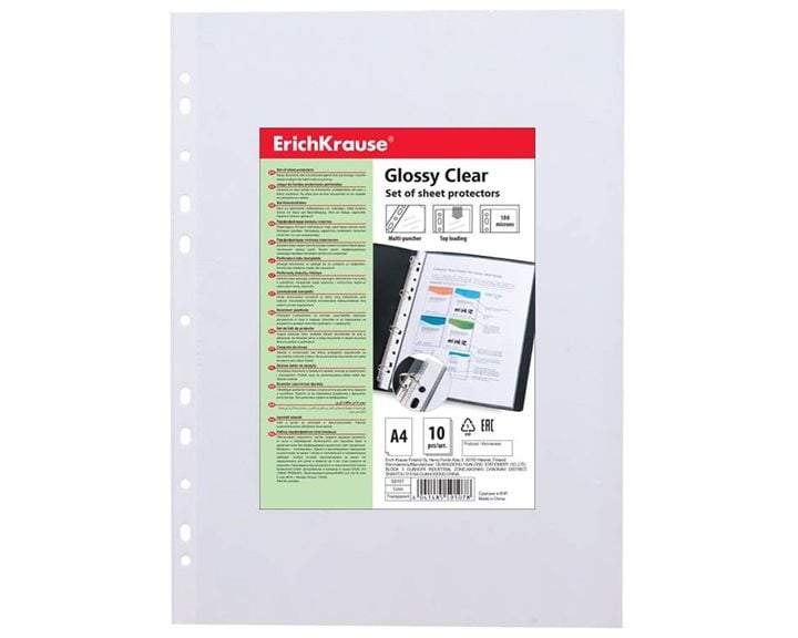 Ζελατίνα Α4 Erichrause Ενισχυμένη Π Glossy Clear 100mc 10τμχ. 59107