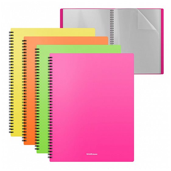 Ντοσιέ Σουπλ Σπιράλ ErichKrause Α4 με 20 Ζελατίνες Mat Neon 49953