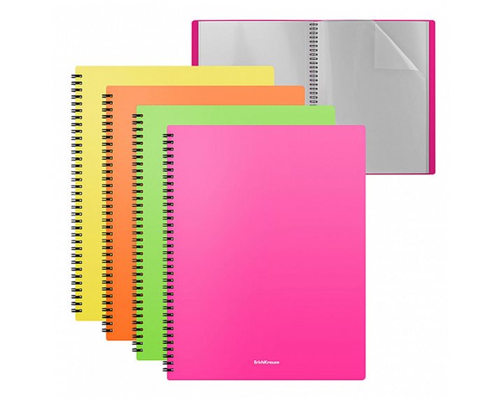 Ντοσιέ Σουπλ Σπιράλ ErichKrause Α4 με 20 Ζελατίνες Mat Neon 49953