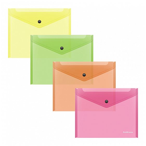 Φάκελος Κουμπί ErichKrause A5+ Glossy Neon Semitransparent Assorted 59160