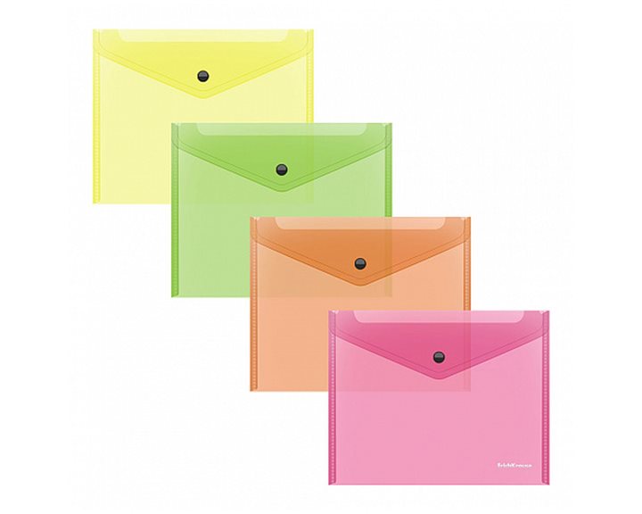 Φάκελος Κουμπί ErichKrause A5+ Glossy Neon Semitransparent Assorted 59160
